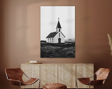 Kerk in zwart-wit van fernlichtsicht