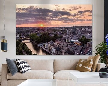 Sonnenuntergang mit Blick auf die Stadt Namur von der Zitadelle aus | Stadtfotografie von Daan Duvillier | Dsquared Photography