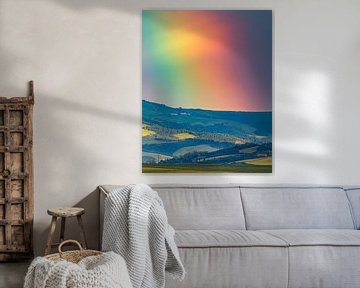 Een regenboog in Toscane van Henk Meijer Photography