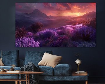 Lavendel gloed bij zonsopgang van fernlichtsicht