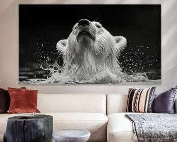 Polar bear; keeping head above water by Karina Brouwer