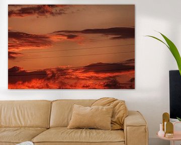 Roze achtergrondverlichting wolken fotografie print-transformeer uw ruimte met etherische schoonheid van Xander Asnot