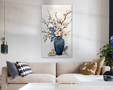 gedroogde bloemen in een Kintsugi vaas van Gelissen Artworks