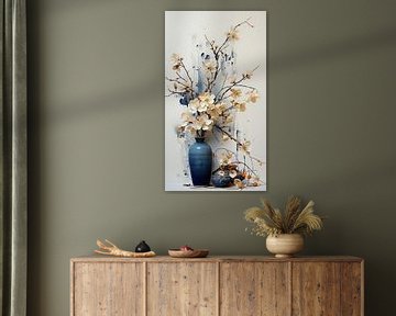 gedroogde bloemen in een Kintsugi vaas van Gelissen Artworks