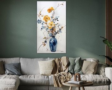 gedroogde bloemen in een Kintsugi vaas van Gelissen Artworks