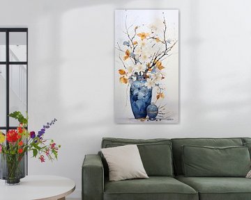 gedroogde bloemen in een Kintsugi vaas van Gelissen Artworks