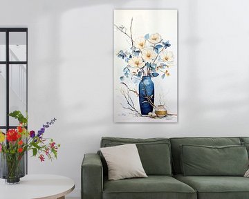 gedroogde bloemen in een Kintsugi vaas van Gelissen Artworks