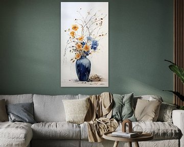 gedroogde bloemen in een Kintsugi vaas van Gelissen Artworks