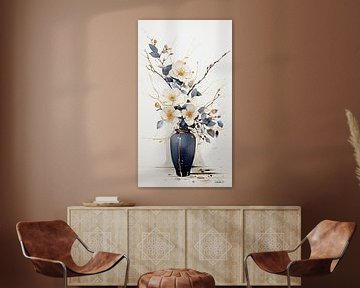 gedroogde bloemen in een Kintsugi vaas van Gelissen Artworks