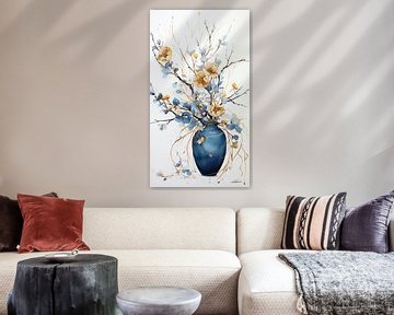 gedroogde bloemen in een Kintsugi vaas van Gelissen Artworks