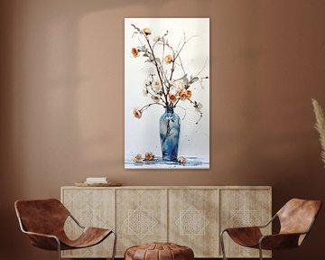 gedroogde bloemen in een Kintsugi vaas van Gelissen Artworks