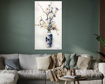 gedroogde bloemen in een Kintsugi vaas van Gelissen Artworks