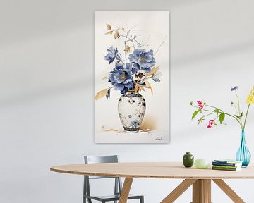 gedroogde bloemen in een Kintsugi vaas van Gelissen Artworks