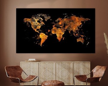 World map black vintage by The Xclusive Art