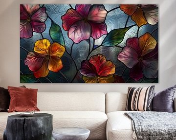 Buntglas-Blumenpanorama von TheXclusive Art