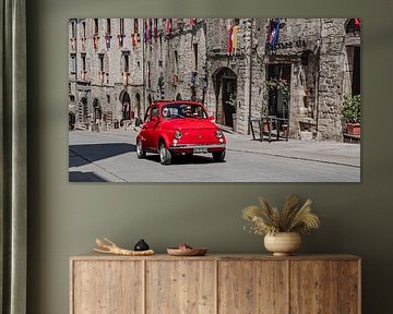 Bella Italia, beautiful old Fiat 500 rides in medieval Gubbio in Umbria. La vita e bella !