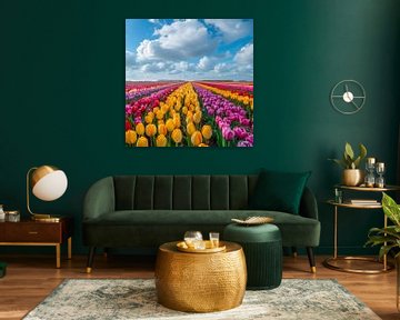 Tulpenveld kleurrijk nederland van The Xclusive Art