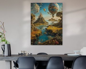 Vom Künstler Salvatore Dali inspirierte Landschaft von Jolique Arte
