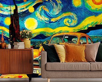 Vrolijke gekleurde auto geïnspireerd door Gustav Klimt en van Gogh.( 3  )