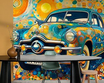 Vrolijke gekleurde auto geïnspireerd door Gustav Klimt en van Gogh.( 4  )