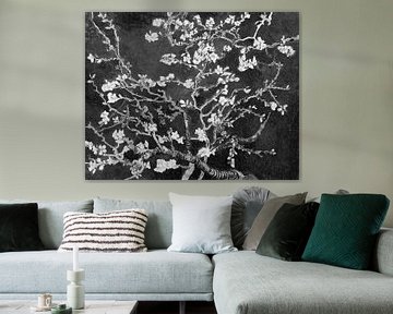Almond blossom by Vincent van Gogh (black & white)