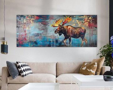 Painting Moose Colourful by Art Whims