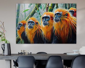 Peinture Explosion de couleurs Singes sur Caprices d'Art