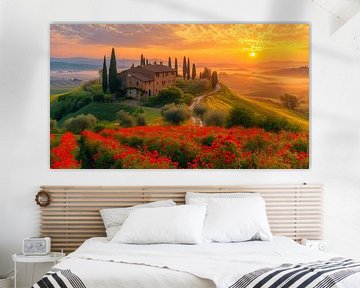 Lichtspel over Toscaans Landschap van Vlindertuin Art