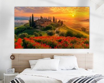 Lichtspel over Toscaans Landschap van Vlindertuin-Art