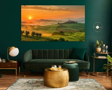 Sunrise among Tuscan Hills by Vlindertuin Art