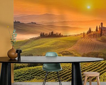 Sunrise among Tuscan vineyards by Vlindertuin-Art