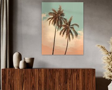 Palmiers sur Peinture Abstraite