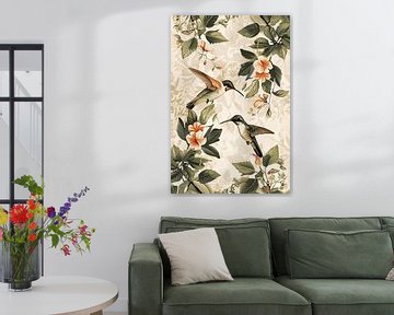 Kolibries tussen de bloemen van Liam Jongman