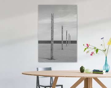 Wooden stakes on Valencia beach by Sander Groenendijk