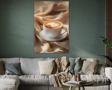 hot cup and saucer with coffee cappuccino by Egon Zitter