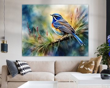 Schöne Vögel der Welt - Blaukehlchen von Johanna's Art