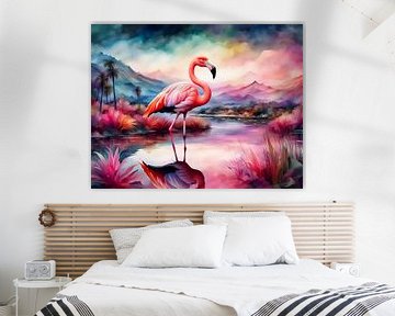 Prachtige vogels van de wereld - Chileense flamingo van Johanna's Art