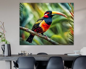 Prachtige vogels van de wereld - Krulkraag Aracari vogel van Johanna's Art
