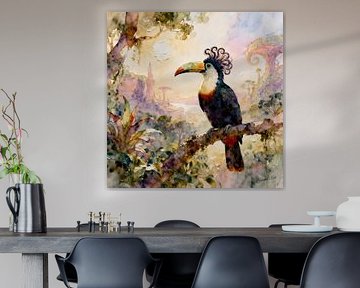 Beautiful Birds of the World - Curl-Crested Aracari bird by Johannas Art Creations