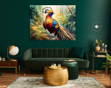 Prachtige vogels van de wereld - Gouden fazant vogel van Johanna's Art