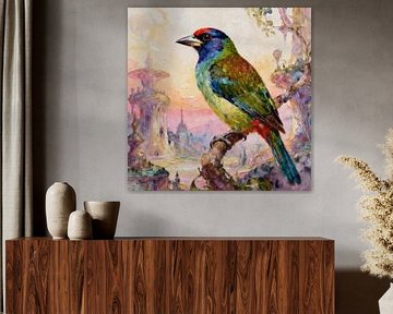 Schöne Vögel der Welt - Großer Barbet-Vogel von Johannas Art Creations