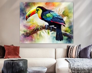 Prachtige vogels van de wereld - Keelbek toekan2 van Johannas Art Creations