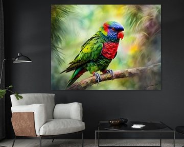 Prachtige vogels van de wereld - Muskus Lorikeet vogel van Johanna's Art