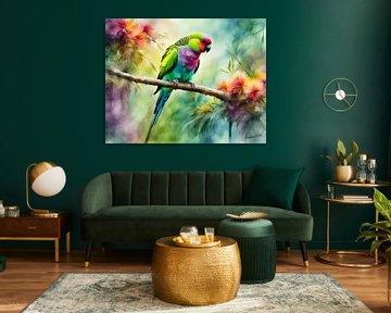 Les plus beaux oiseaux du monde - Perruche à tête de prunier sur Johanna's Art