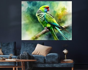 Schöne Vögel der Welt - Ringhalssittich1 von Johanna's Art