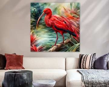 Les plus beaux oiseaux du monde - Ibis écarlate bird1 sur Johanna's Art