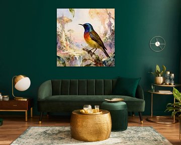 Schöne Vögel der Welt - Glänzender Naschvogel von Johannas Art Creations