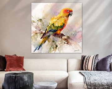 Prachtige vogels van de wereld - Zonnekonijn vogel van Johannas Art Creations