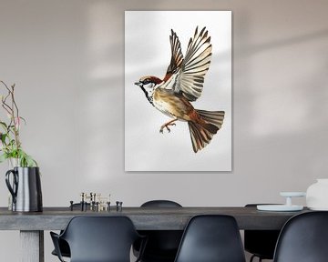 Flying sparrow by But First Framing