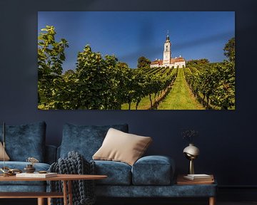 Vineyards and the Birnau pilgrimage church on Lake Constance by Werner Dieterich